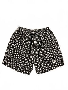 Nike Men's Swim Trunks Shorts Black and White Checkered Lined Drawstring Size M